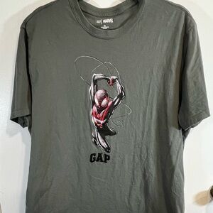 GAP Kids Olive Green Spider-Man Graphic Tee with Red Accents